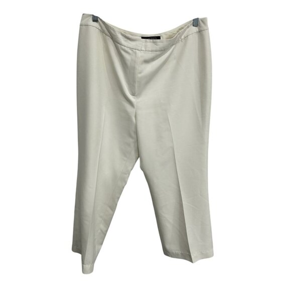 Kasper Cream Dress Pants Size 14P Pleated Front Cropped Length Polyester Blend - Picture 1 of 9